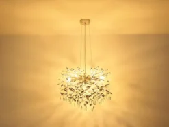 LED Kronleuchter Silber 8-flammig mit Glas Kristall 2-farbig Ø 60cm