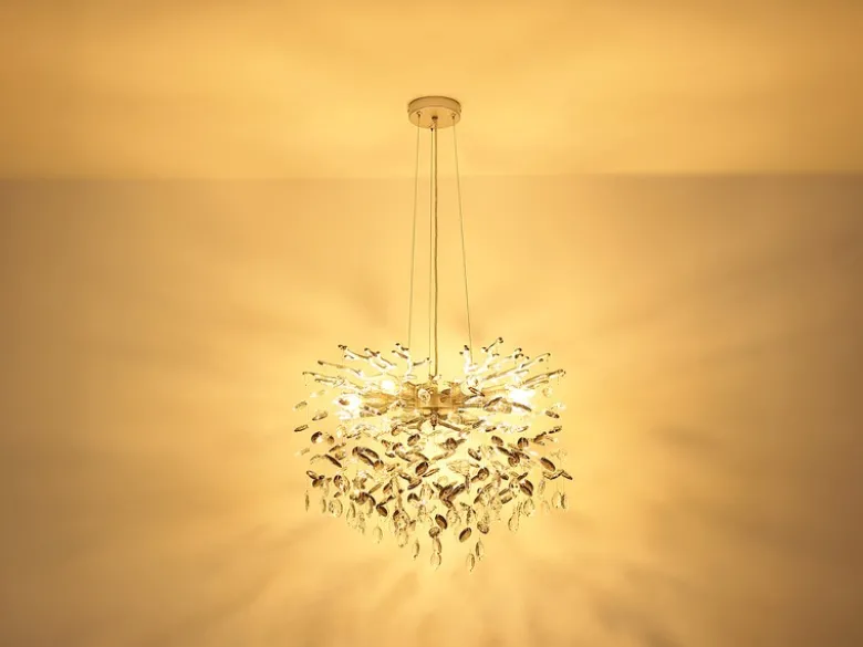 LED Kronleuchter Silber 8-flammig mit Glas Kristall 2-farbig Ø 60cm