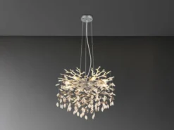 LED Kronleuchter Silber 8-flammig mit Glas Kristall 2-farbig Ø 60cm