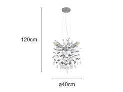 LED Kronleuchter Silber 4-flammig mit Glas Kristall 2-farbig Ø 40cm