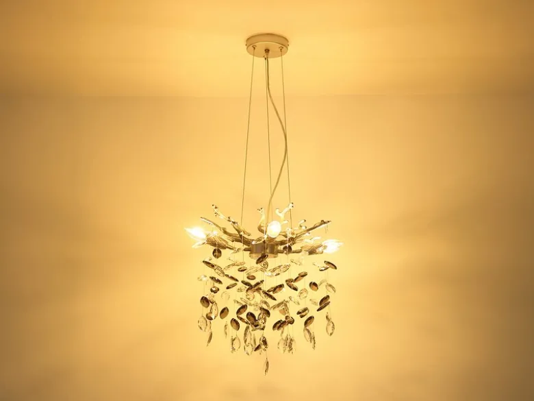 LED Kronleuchter Silber 4-flammig mit Glas Kristall 2-farbig Ø 40cm
