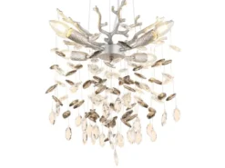 LED Kronleuchter Silber 4-flammig mit Glas Kristall 2-farbig Ø 40cm