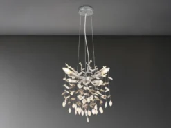 LED Kronleuchter Silber 4-flammig mit Glas Kristall 2-farbig Ø 40cm