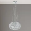 LED Kugel Hängelampe dimmbar, Chrom mit Glas Kristallen, Ø 45cm