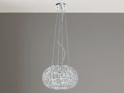 LED Kugel Hängelampe dimmbar, Chrom mit Glas Kristallen, Ø 45cm
