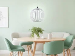 LED Kugel Pendelleuchte mit Acryllamellen transparent, Ø 40cm
