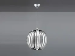 LED Kugel Pendelleuchte mit Acryllamellen Silber Chrom, Ø 40cm