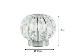 LED Kugel Tischlampe Chrom mit Glas Kristallen, Ø 16cm