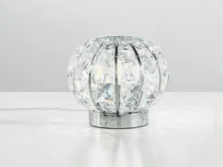 LED Kugel Tischlampe Chrom mit Glas Kristallen, Ø 16cm