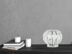 LED Kugel Tischlampe Chrom mit Glas Kristallen, Ø 16cm