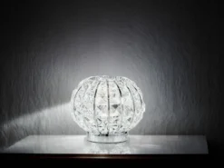LED Kugel Tischlampe Chrom mit Glas Kristallen, Ø 20cm