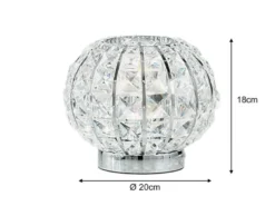 LED Kugel Tischlampe Chrom mit Glas Kristallen, Ø 20cm