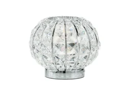 LED Kugel Tischlampe Chrom mit Glas Kristallen, Ø 20cm
