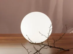 LED Kugel Tischleuchte Glaskugel Lampenschirm in Opalweiß, Ø 35cm
