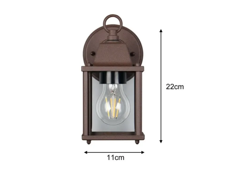 LED Landhausstil Außenwandleuchte, Wandlaterne Rostbraun, Höhe 22cm