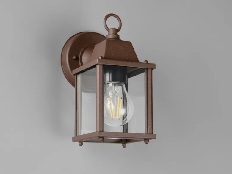 LED Landhausstil Außenwandleuchte, Wandlaterne Rostbraun, Höhe 22cm