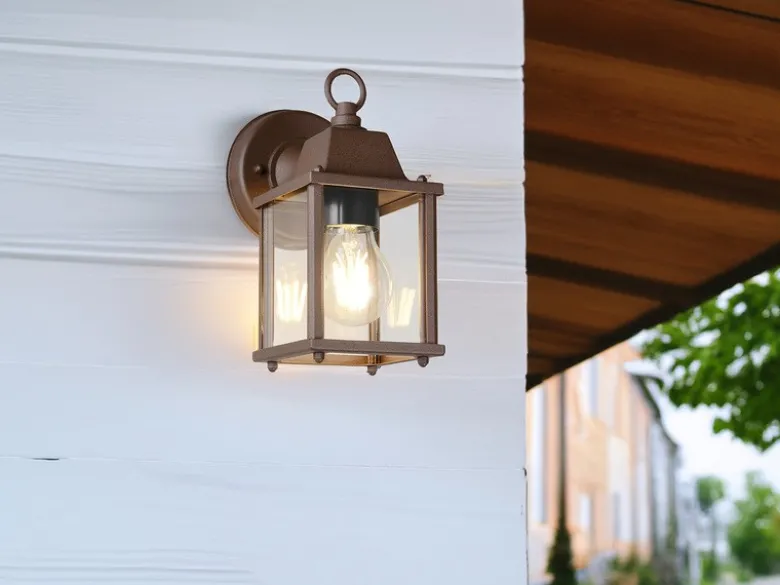 LED Landhausstil Außenwandleuchte, Wandlaterne Rostbraun, Höhe 22cm