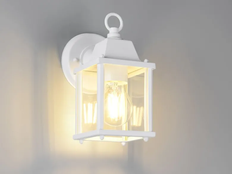 LED Landhausstil Außenwandleuchte, Wandlaterne Weiß, Höhe 22cm
