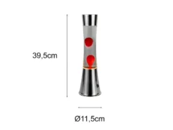 LED Lavalampe ETNA im 90er Jahre Design, Silber mit roter Lava, Höhe 39,5cm
