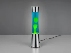 LED Lavalampe ETNA im 90er Jahre Design, Silber mit grüner Lava, Höhe 39,5cm