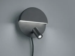 LED Leselampe MARIO Schwarz mit Schalter & Stecker, Ø 16cm