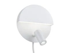 LED Leselampe MARIO Weiß mit Schalter & Stecker, Ø 16cm