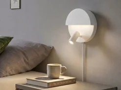 LED Leselampe MARIO Weiß mit Schalter & Stecker, Ø 16cm