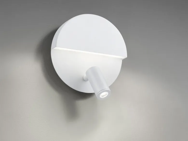 LED Leselampe MARIO Weiß mit Schalter & Stecker, Ø 16cm