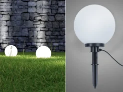 LED Leuchtkugel für den Garten mit Strom Weiß, 5m Kabel, Ø 30cm
