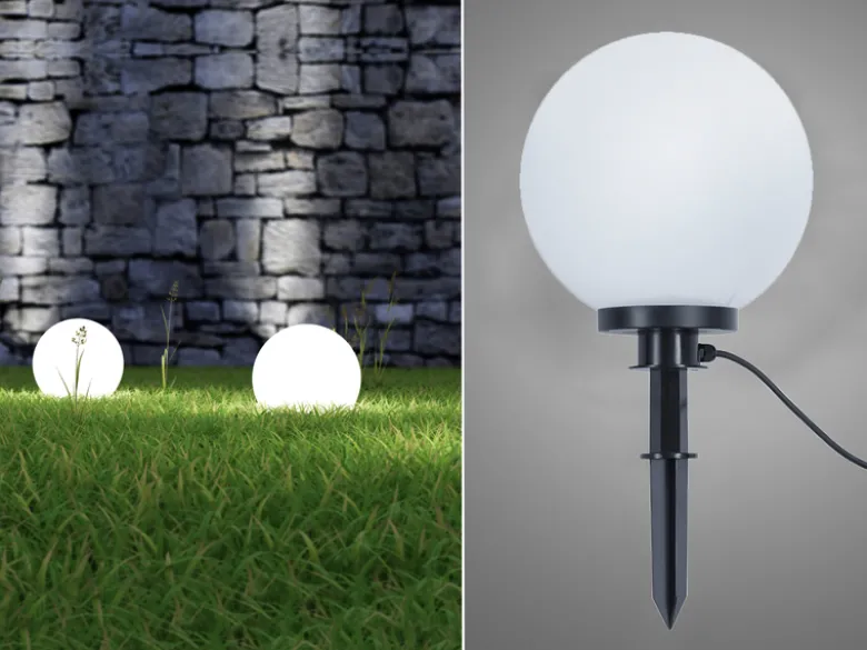 LED Leuchtkugel für den Garten mit Strom Weiß, 5m Kabel, Ø 30cm