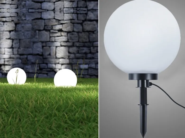 LED Leuchtkugel für den Garten mit Strom Weiß, 5m Kabel, Ø 40cm