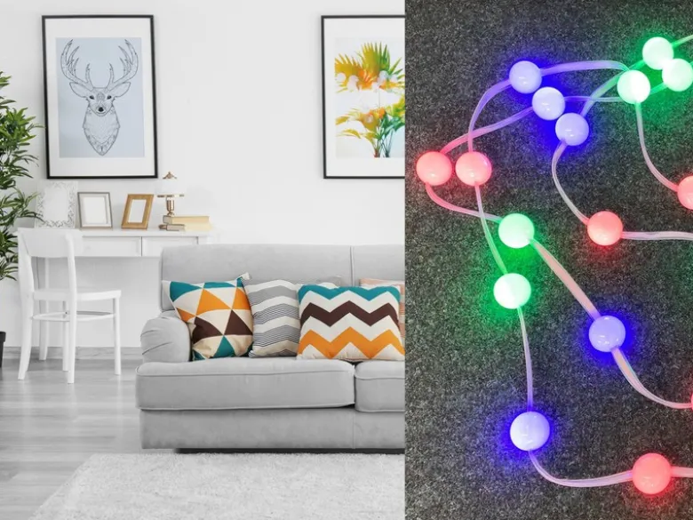 LED Lichterkette mit 30 LED Kugeln in rot grün blau, Länge 5m, mit Schalter