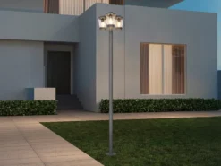 LED Mastleuchte Außen Kandelaber 3-flammig, Anthrazit, Höhe 220cm