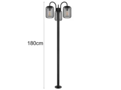 LED Mastleuchte 3-flammig aus Edelstahl Gitterschirme Schwarz, Höhe 180cm