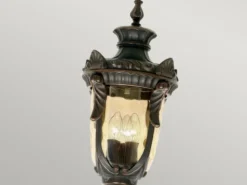 LED Mastleuchte im Jugendstil mit Amberglas, Höhe 237cm