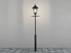 LED Mastleuchte Laterne aus Aluminium Schwarz, Höhe 255cm