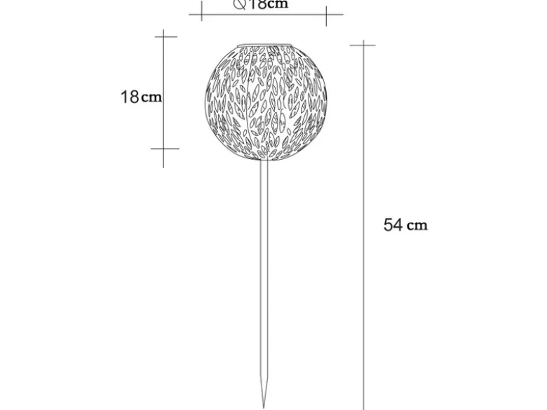 LED Metall Solarkugel Ø 18cm mit Erdspieß, Silber Antik