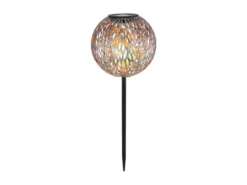 LED Metall Solarkugel Ø 18cm mit Erdspieß, Silber Antik