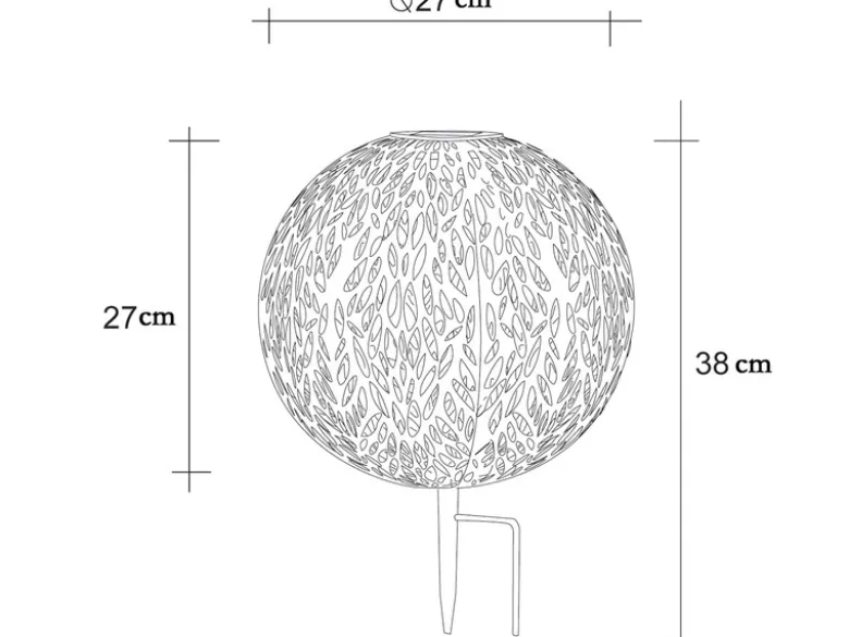 LED Metall Solarkugel Ø 27cm mit Erdspieß, Silber Antik