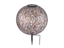 LED Metall Solarkugel Ø 27cm mit Erdspieß, Silber Antik