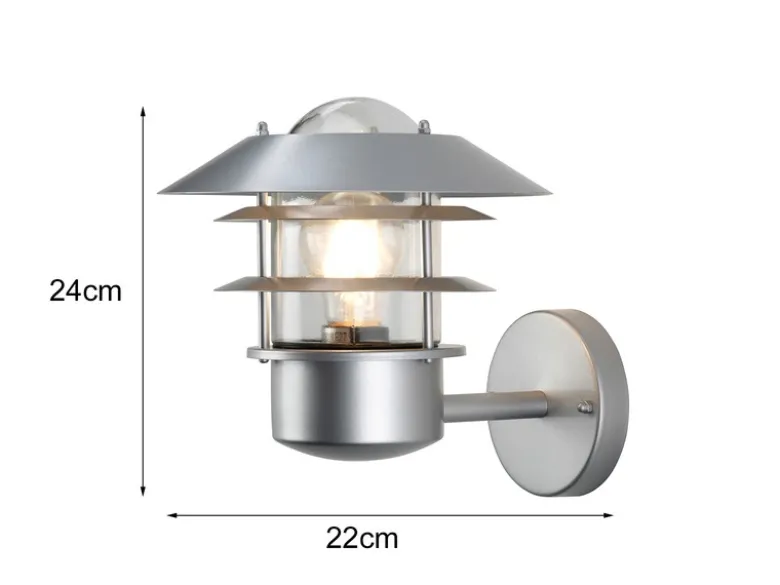 LED Moderne Außen Wandlaterne aus Edelstahl, Silber Höhe 24cm