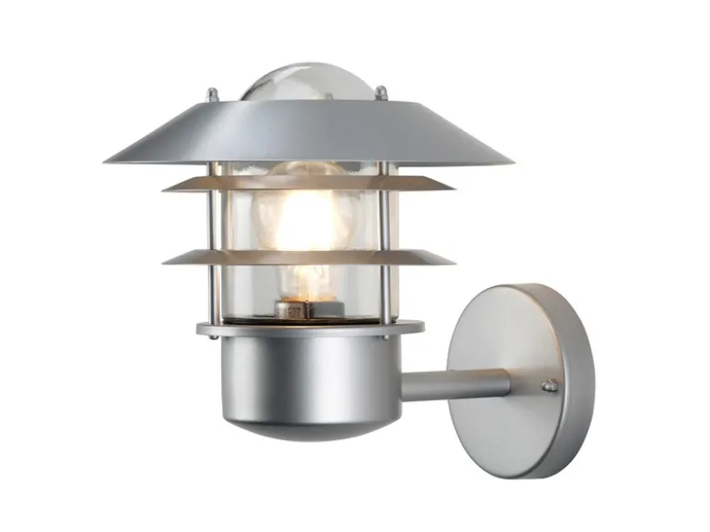 LED Moderne Außen Wandlaterne aus Edelstahl, Silber Höhe 24cm