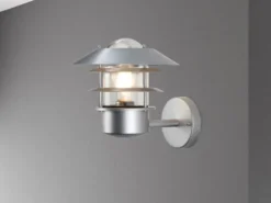 LED Moderne Außen Wandlaterne aus Edelstahl, Silber Höhe 24cm