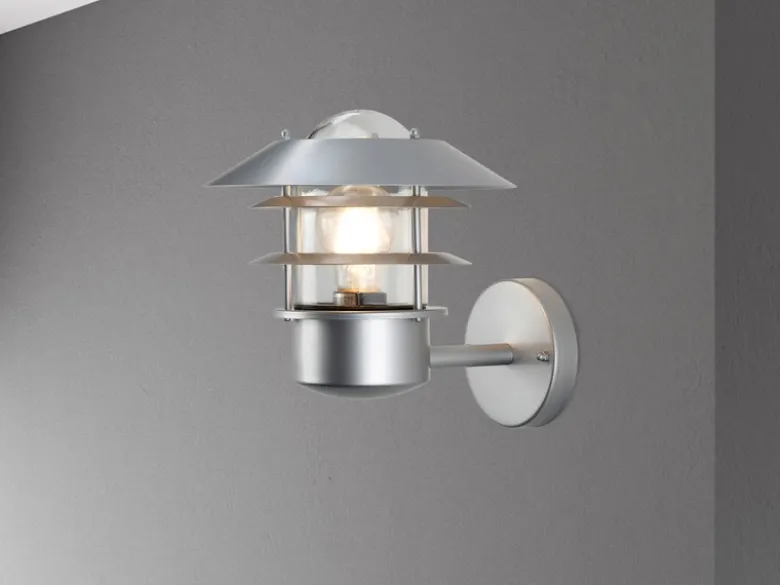 LED Moderne Außen Wandlaterne aus Edelstahl, Silber Höhe 24cm
