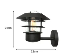LED Moderne Außen Wandlaterne aus Edelstahl, Schwarz Höhe 24cm