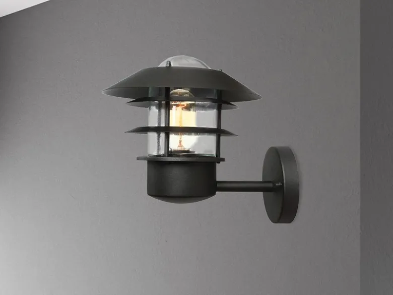 LED Moderne Außen Wandlaterne aus Edelstahl, Schwarz Höhe 24cm