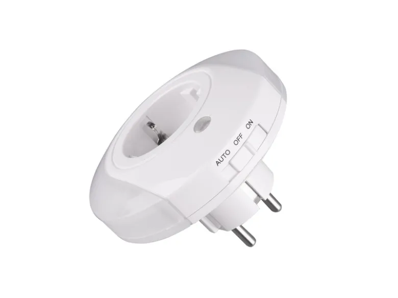 LED Nachtlicht BAILEY Plug-in mit Steckdose & Dämmerungssensor - Ø 9cm