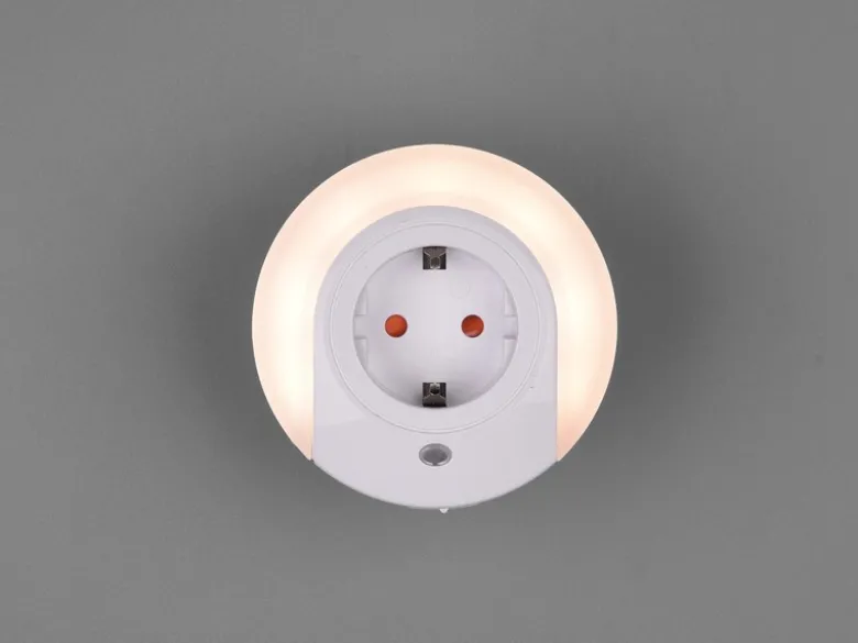 LED Nachtlicht BAILEY Plug-in mit Steckdose & Dämmerungssensor - Ø 9cm