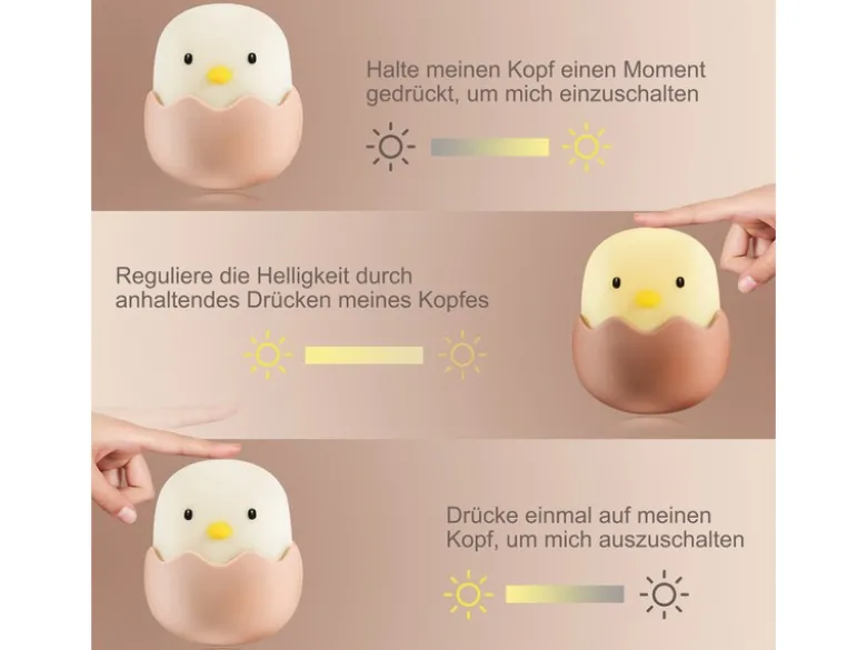 LED Nachtlicht EGGY EGG, per USB aufladbar, dimmbar, 7 Lichtfarben - Höhe 12cm