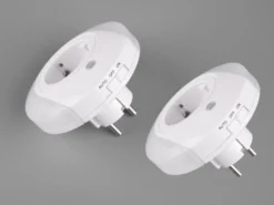 LED Nachtlichter 2er SET Plug-in mit Steckdose & Dämmerungssensor - Ø 9cm